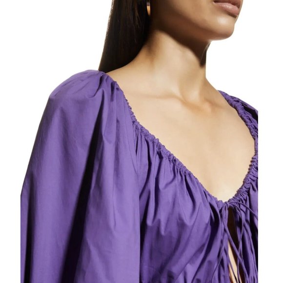 REBECCA TAYLOR Poplin Smocked-Waist Dress - Picture 4 of 5